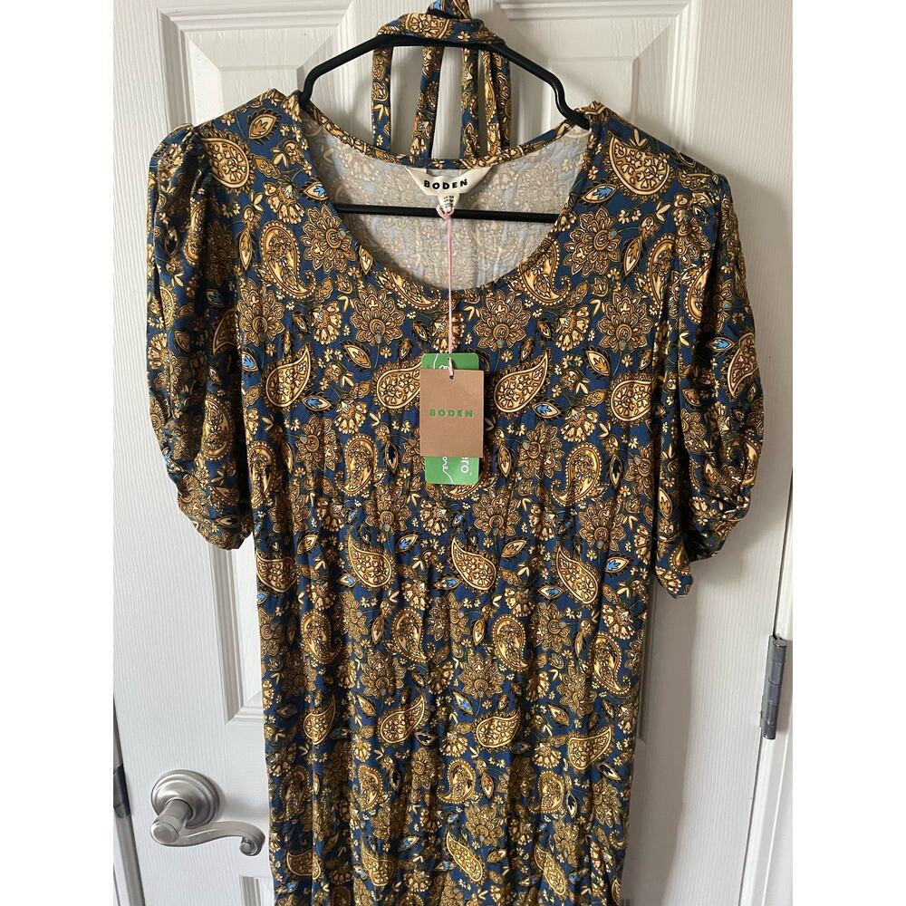Boden Mustard and Navy Paisley Mini Dress - Picture 4 of 7